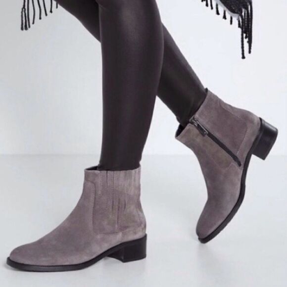 Aquatalia Gray Suede Oribella Ankle Boots Size EU 37 - Picture 1 of 14